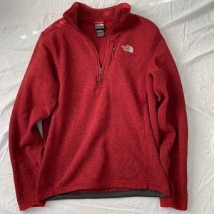 North Face 1/4 Red zip up
